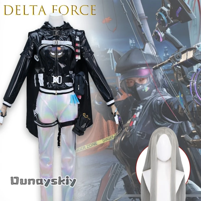

{Dunayskiy}ADelta Force Luna Косплей Костюм Полный комплект Arknights Black Horizon Luna Косплей Наряд Аниме Хэллоуин Disfraz Mujer