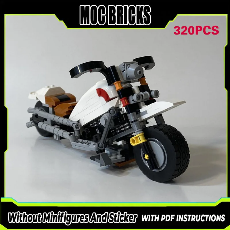 

Конструктор City Car Model MOC: Белый круизный мотоцикл, модульные технологичные блоки, подарки, праздничный набор для сборки, детские игрушки