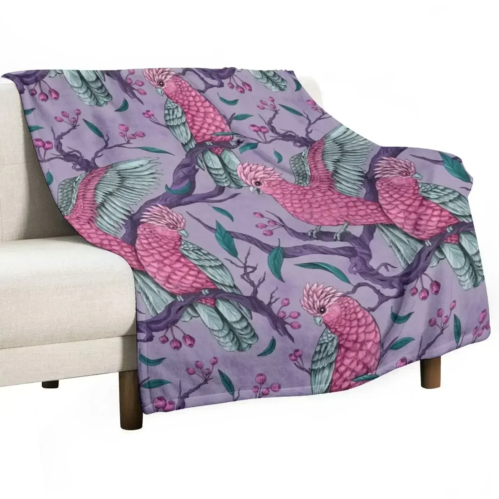 Pretty in Pink Galahs Throw Blanket for sofa Blankets Sofas Of Decoration warm winter Furrys Luxury Brand Decoratives Blankets