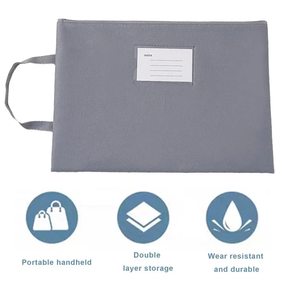 Work File Holder Waterproof Portable File Holder with Lanyard Zipper Closure for Office Supplies Organization Work File