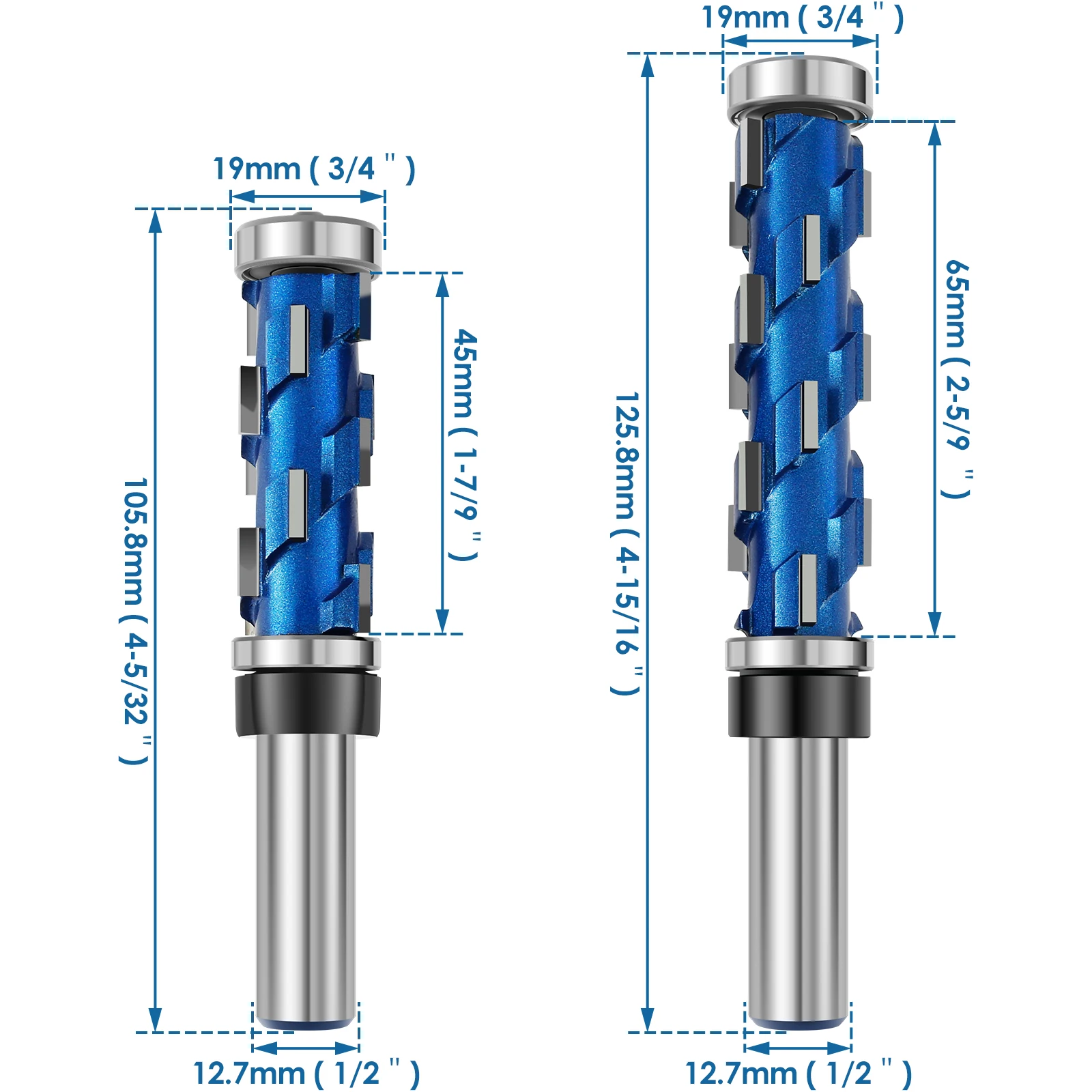 Flush Trim Router Bit Set 1/2 zoll Schaft Professionelle Lager Spirale Trimmen Werkzeug Hartmetall Flush Trimmen Bit 3/4 zoll durchmesser