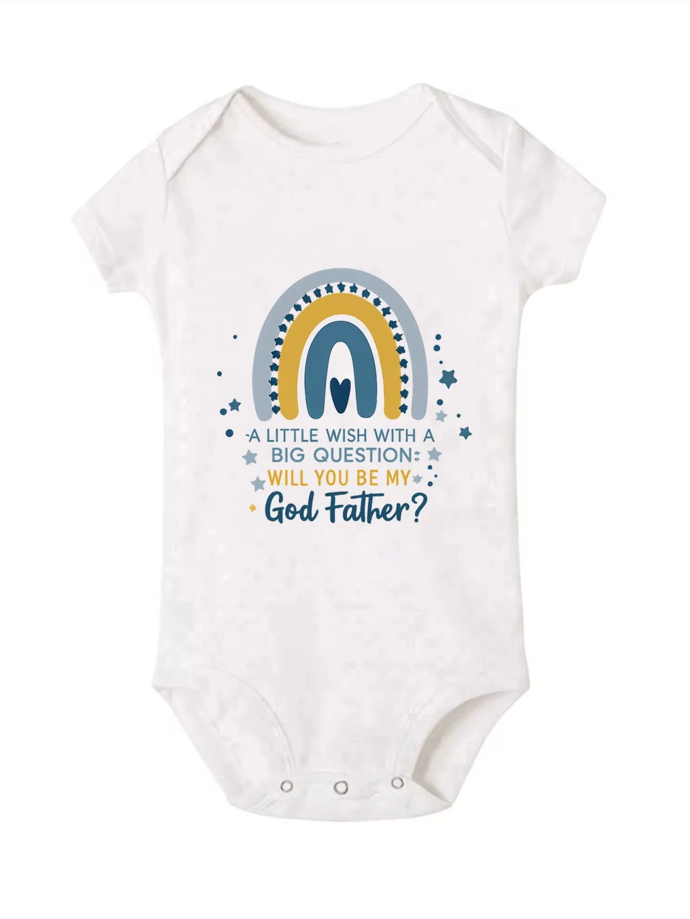 Would You Be Willing To Be My Godfather/Godmother Printing Pattern Newborn Jumpsuit Birthday Party Summer Short Sleeved Clothes