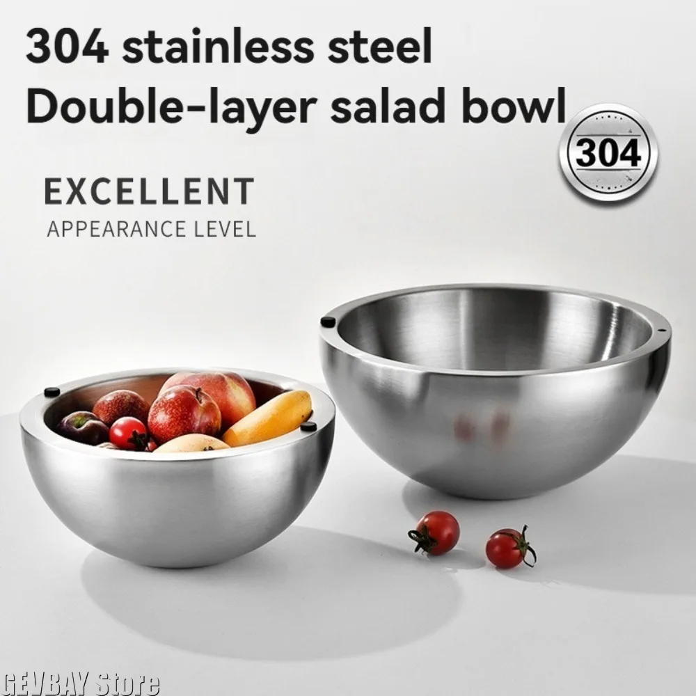 16 20 24cm Stainless Steel Double Walled Dip Chiller Bowl Insulated Ice Chilled Serving Bowl For Fruit Salad Kitchen