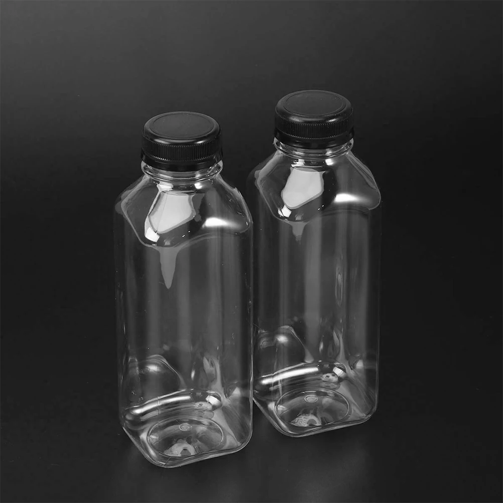 

6PCS Beverage Bottles PET Storage Jars Screw-on Lids for Water Juice Empty Containers Home Gifts
