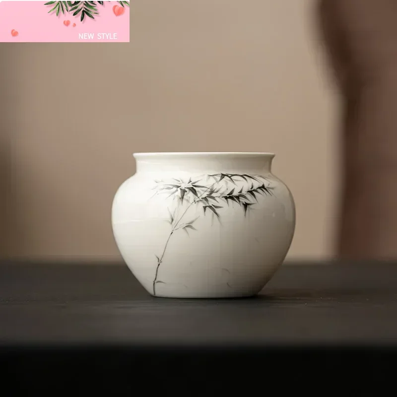 

Small Hand Painted Bamboo Tea Wash Porcelain Bowl For Tea Basin Set Wash Tea Ceremony Utensils Jianshui Trays