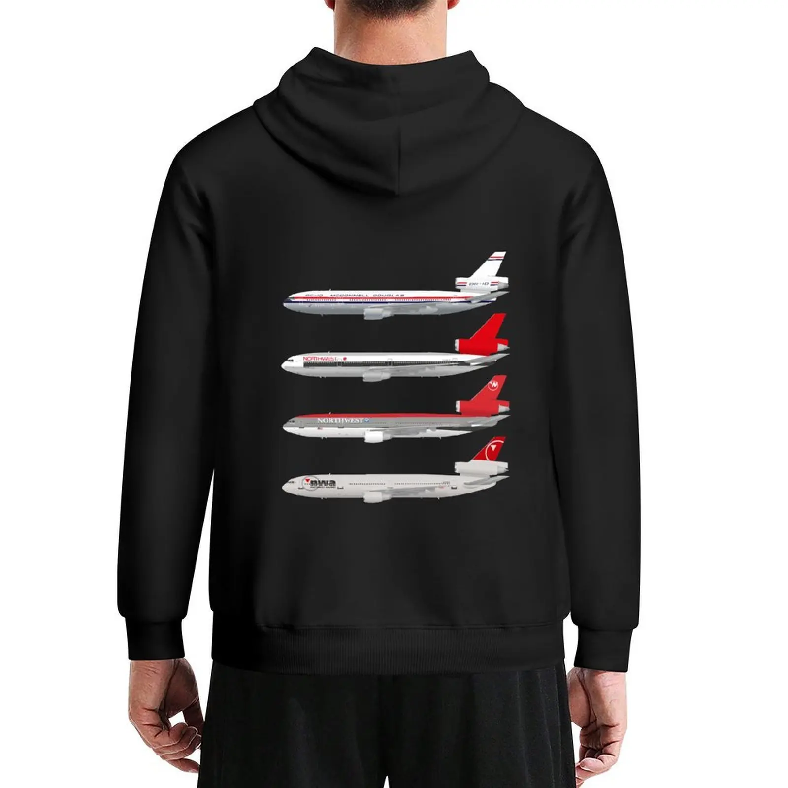 Wings In Uniform - DC-10 - Northwest Airlines - Through The Ages Hoodie men's coat anime clothing blouse hooded shirt hoodie