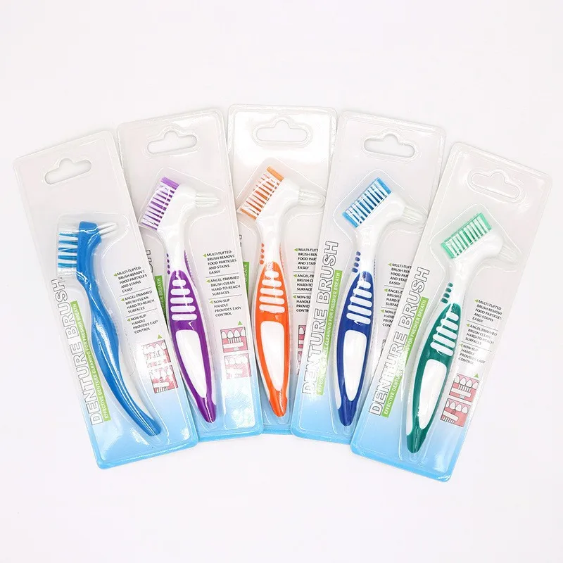 20pcs Denture Cleaning Brush False Teeth Brush Soft Multi-Layered Bristles Non-slip Rubber Handle Tooth Brushes Oral Care Tools