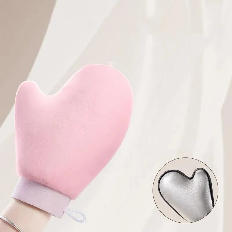 1 Stück schnell trocknender Flockhandschuh, Make-up-Applikator, Körperlotion-Handschuh, Selbstbräunungs-Handschuh, doppelseitig, verhindert klebrige Hände, Applikator – Detail 6