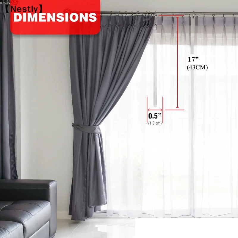 2Pieces Curtain Pull Wand 17Inch Clear Set For Drapery Opening And Closing Rod Curtain Accessories Set〔Nest〕