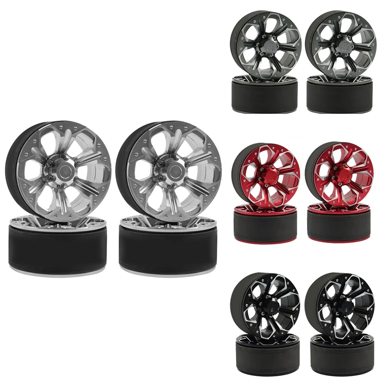 4Pcs Metal 1.9 Beadlock Wheel Rims Hub For 1/10 RC Crawler Car Axial SCX10 90046 AXI03007 Traxxas TRX4 D90