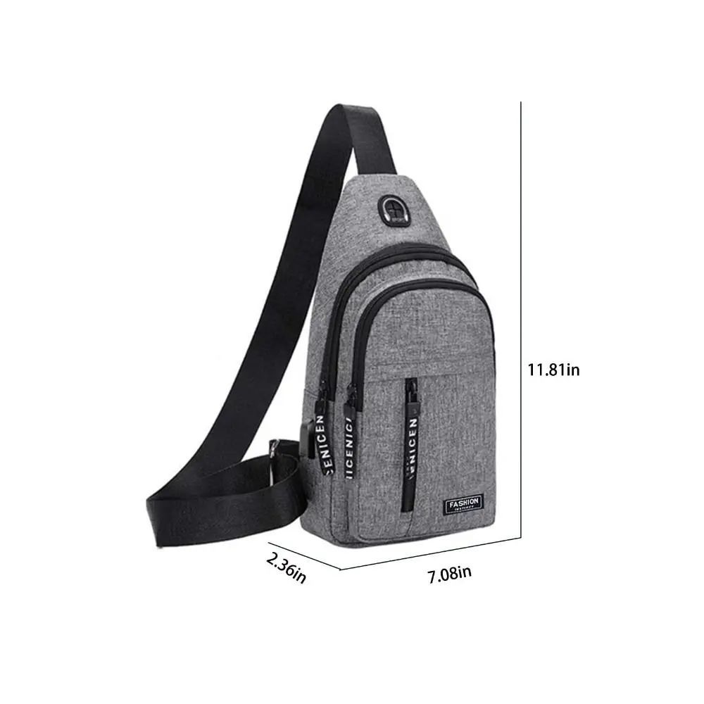 Multipurpose Men Waterproof Outdoor Anti-theft Crossbody Bag Shoulder Sling Bag USB Charging Port Chest Pack