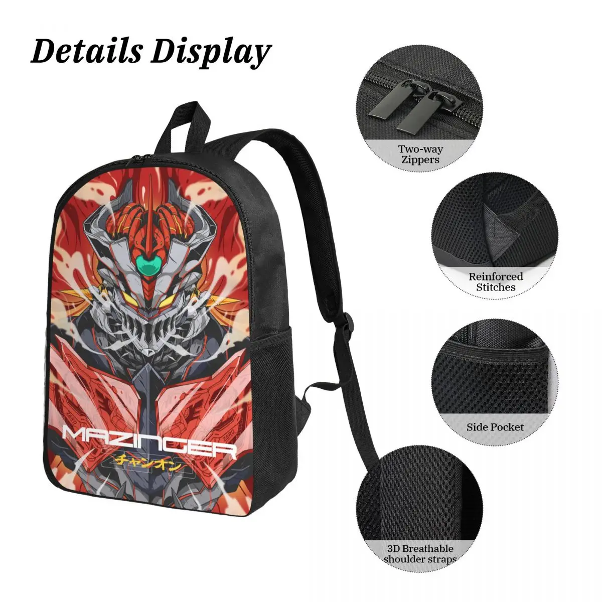3 قطعة مجموعة حقائب الظهر Mazingers merch للأطفال صناديق أقلام رصاص مجموعات حقائب الكتب مع صندوق الغداء لطلاب المدارس حقيبة الظهر