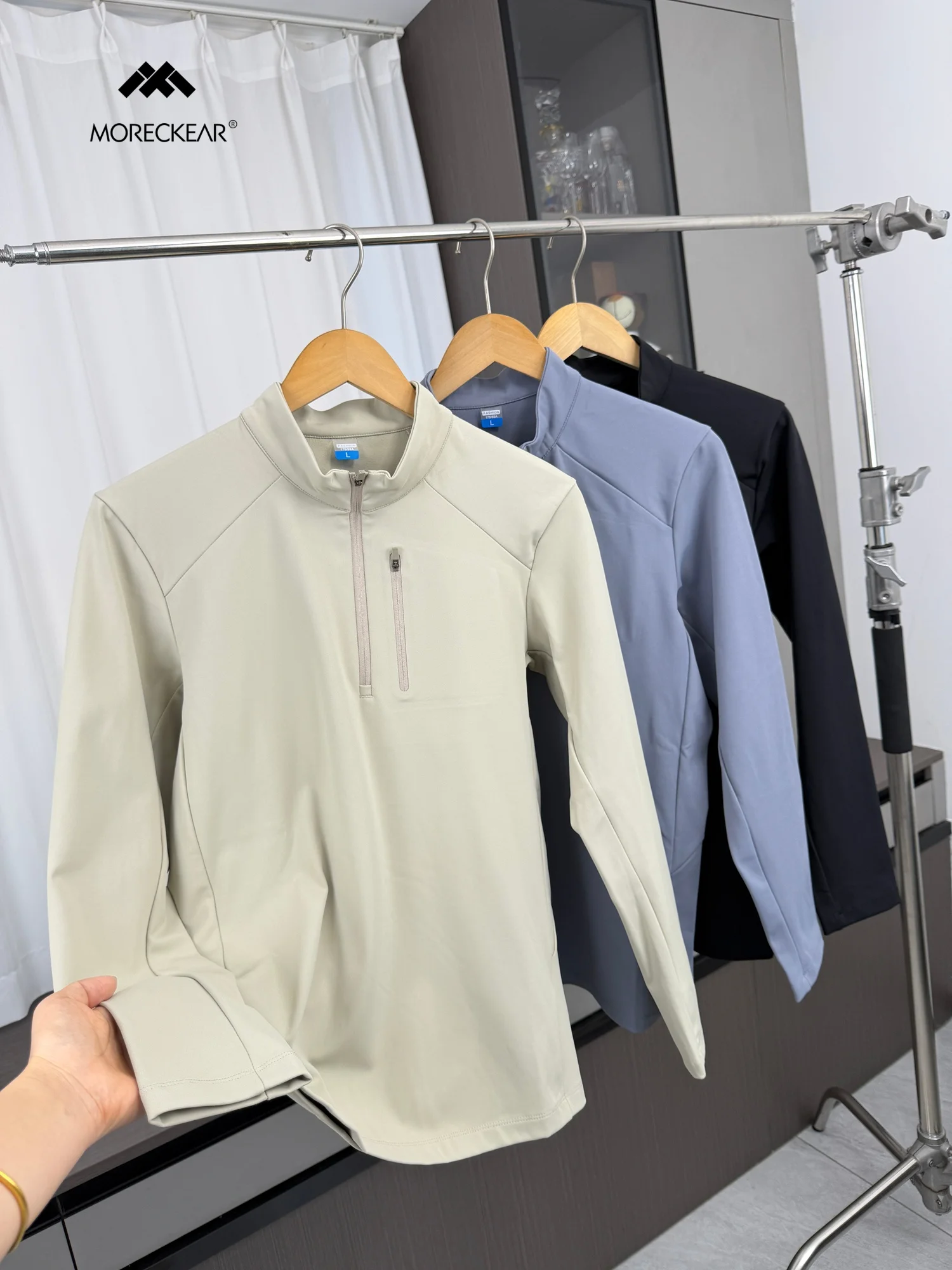 Men's Training Series 3D Tailoring Fleece Lined Base Shirt Quick Dry Pressed Pocket Autumn Casual Style Long Sleeve T-shirt