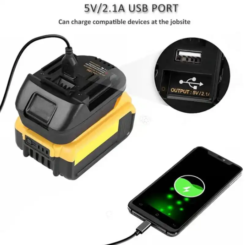 

Адаптер аккумулятора DM18M с USB-разъемом для зарядки аккумулятора Dewalt 20 В и Milwaukee 18 В, конвертируемый в Makita 18 В BL1830 (только адаптер)