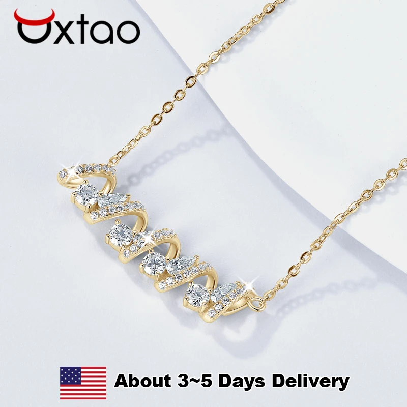 

OXTAO Pear Cut Moissanite Necklace D Color Glittering Diamond Ladies Jewelry Gift 925 Sterling Sliver Wavy Shape Pendant Necklac