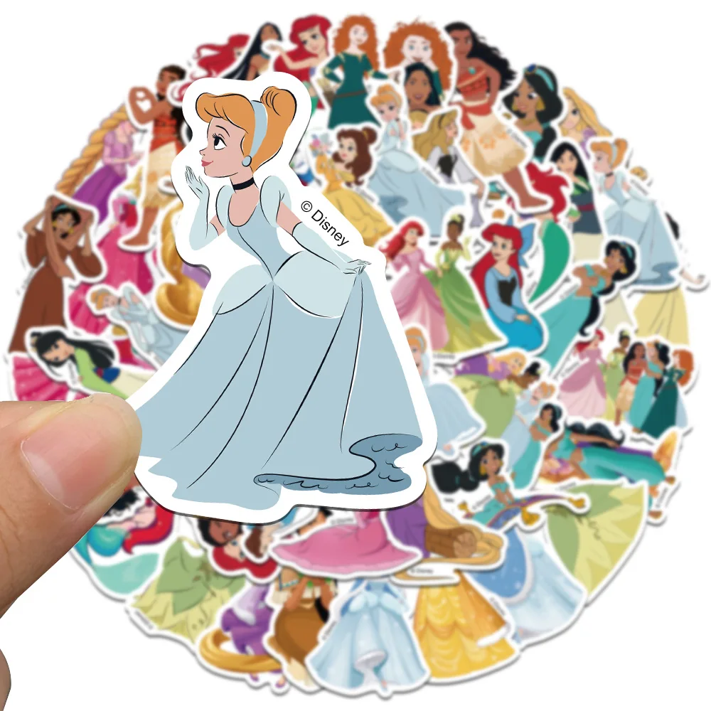 50PCS Disney Cute Cartoon Princess Stickers per DIY Diary Laptop bagagli Skateboard Graffiti decalcomanie Sticker Classic Toy