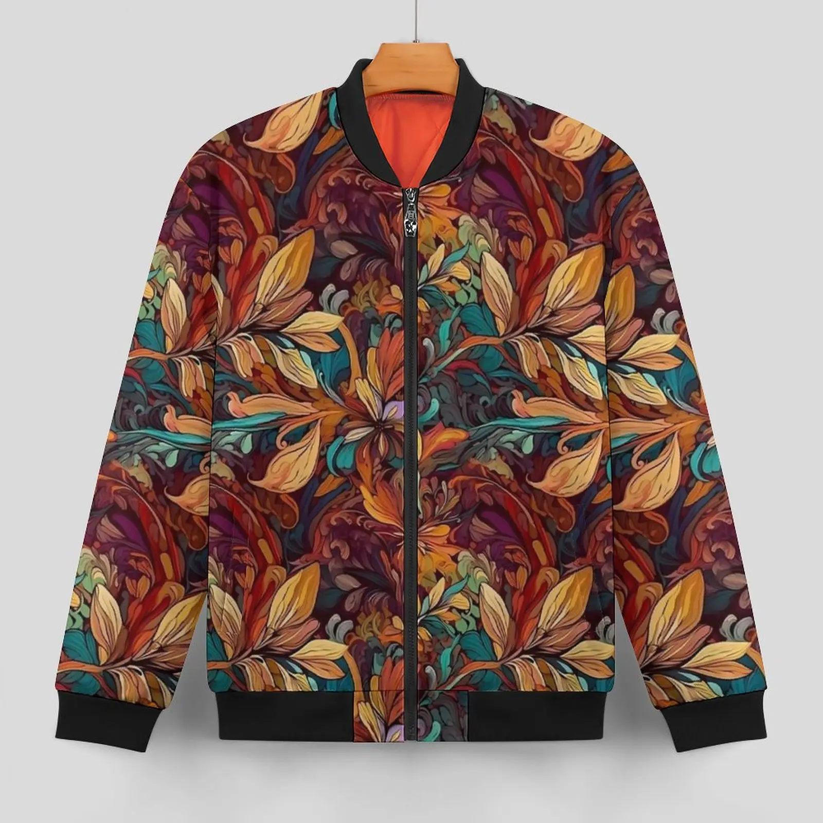 Art Nouveau Jackets Autumn Vintage Floral Print Cool Casual Coats Men Hooded Classic Windbreak Design Oversized Jacket