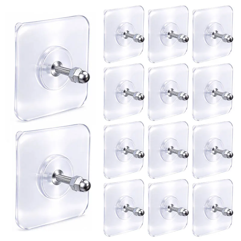 10-100PCS Nail Free Screw Sticker Wall Hanger Strong Adhesive Picture Frame Mount Hook Easy Install for Home Wall Decoration