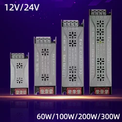 Transformator oświetleniowy DC 24V 12V Zasilacz 5A 12A Ultra cienki przełącznik taśmy LED Lampa sterownicza 60W 100W 150W 200W 300W