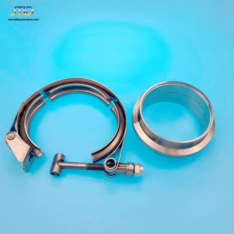 JTLD 2.75 Inch Stainless Steel Quick Release V Band Clamp With Male Female Flange Kit For Exhaust Pipe Turbo Downpipe