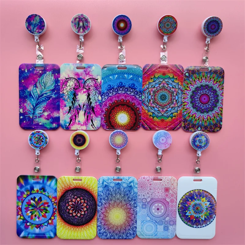 Mandala Ausziehbarer Kartenhalter mit Schnalle für Damen, Geschäfts-Ausweisklammer, Kartenhalter für Mädchen, Ärzte, Krankenschwestern, Ausweishalter – Detail 5