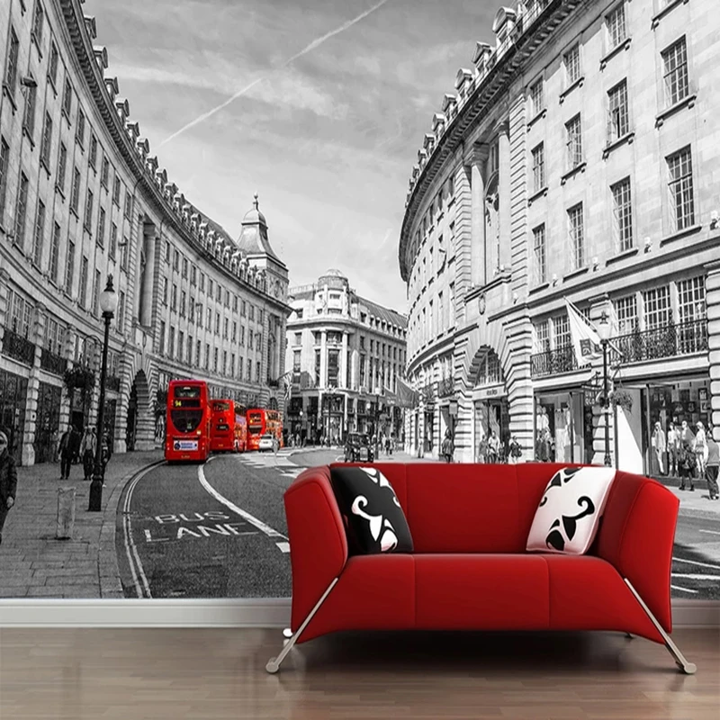 Custom Murals Wall Wallpaper 3D Black And White City Building Photo Restaurant Cafe Living Room Background Papel De Parede