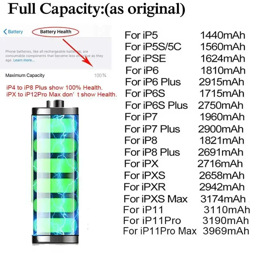 2024 Zero-cycle High-quality Battery For  iPhone SE 2016 SE 2020 SE 2022 Mobile Phone With Free Tools Sticker