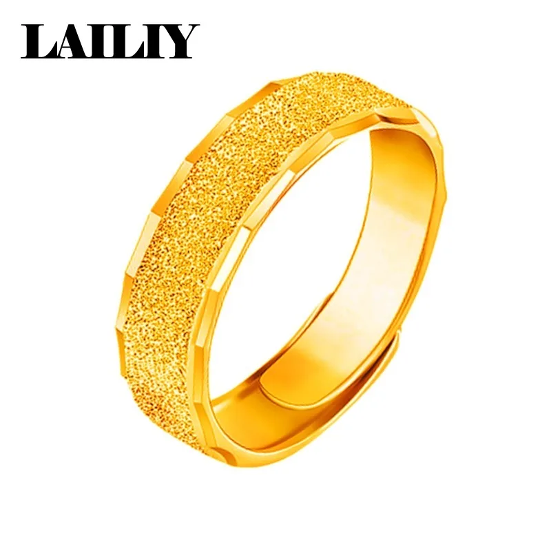 LAILIY 925 Sterling Silver 18K Gold Starry Sky Sandblasted Adjustable Ring For Men Women Fashion Jewelry Engagements Birthdays