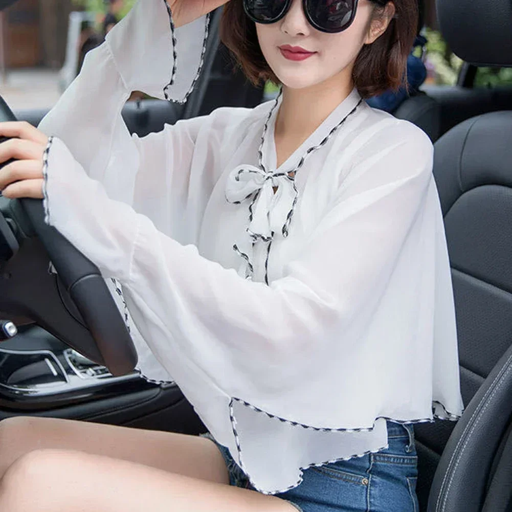 

Chiffon Summer Shawl for Women Casual and Lightweight Perfect for Driving and Cycling with Anti External Line Tie