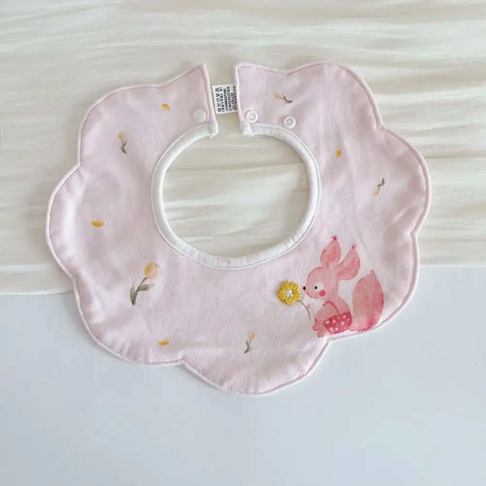 

Cartoon Anti-vomiting Bibs Flower Shape Cotton Yarn Baby Cotton Bibs Rotatable Round Neck Saliva Towel Neck Wear Accessories
