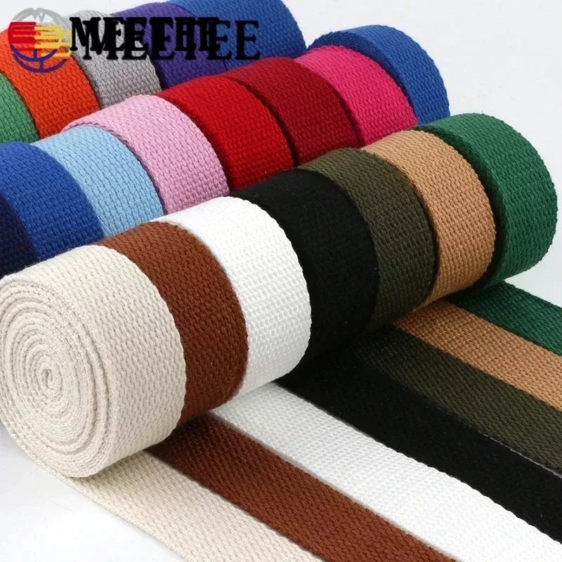 5Meters 20-50mm 2mm Thick Polyester Cotton Webbing for Bag Strap Canvas Ribbon Tapes Backpack Belt Bias Binding DIY Garment Band