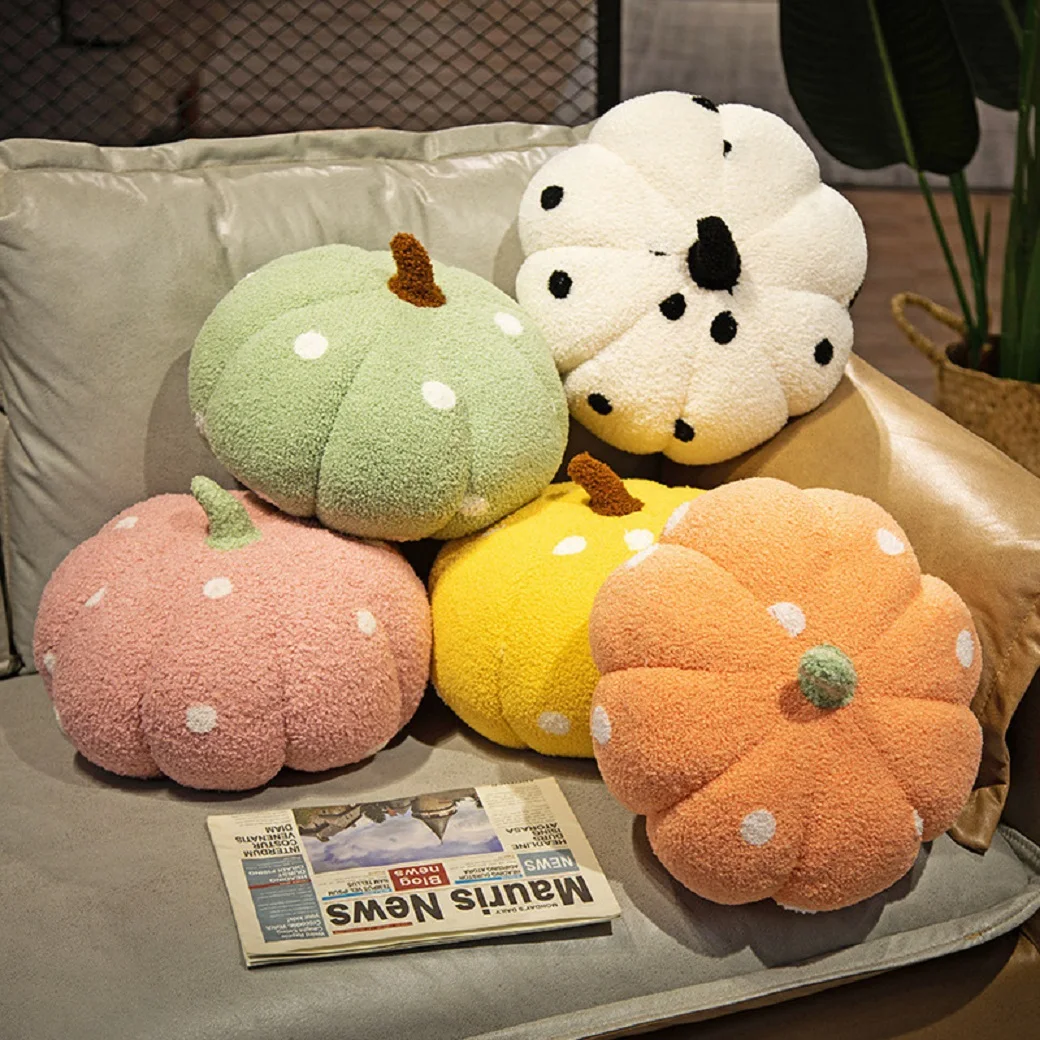 

20cm Kawaii Simulation Nordic Halloween Pumpkin Plush Toys Lovely Soft Plant Stuffed Doll Holidays Props Decor Throw Pillow