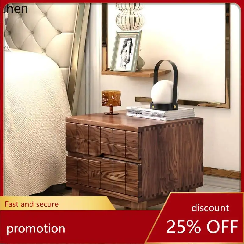 

Прикроватная тумбочка из цельного дерева CZ, минималистичный черный орех, современный шкаф для хранения в форме куба с ящиком