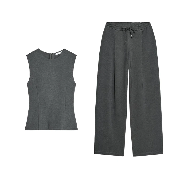 Printemps nouveau femmes décontracté pantalons longs Double face tissu ort jupe Sle ourlet haut 847300 Faionable dames ensemble