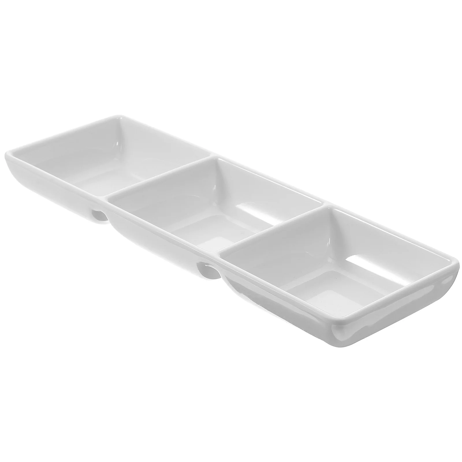 

Three Compartment Dipping Dish Sauce Plates Condiment Bowls Serving Trays Snack Platters Multipurpose Containers 7531 Small