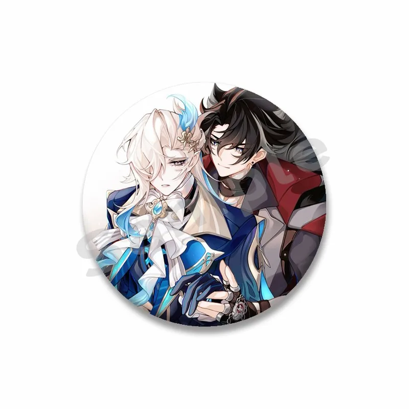 Game Figure Genshin Impact Wriothesley Cosplay Badge Funny Cartoon Soft Button Pin Tinplate Brooch Accessories for Hat Bag Prop