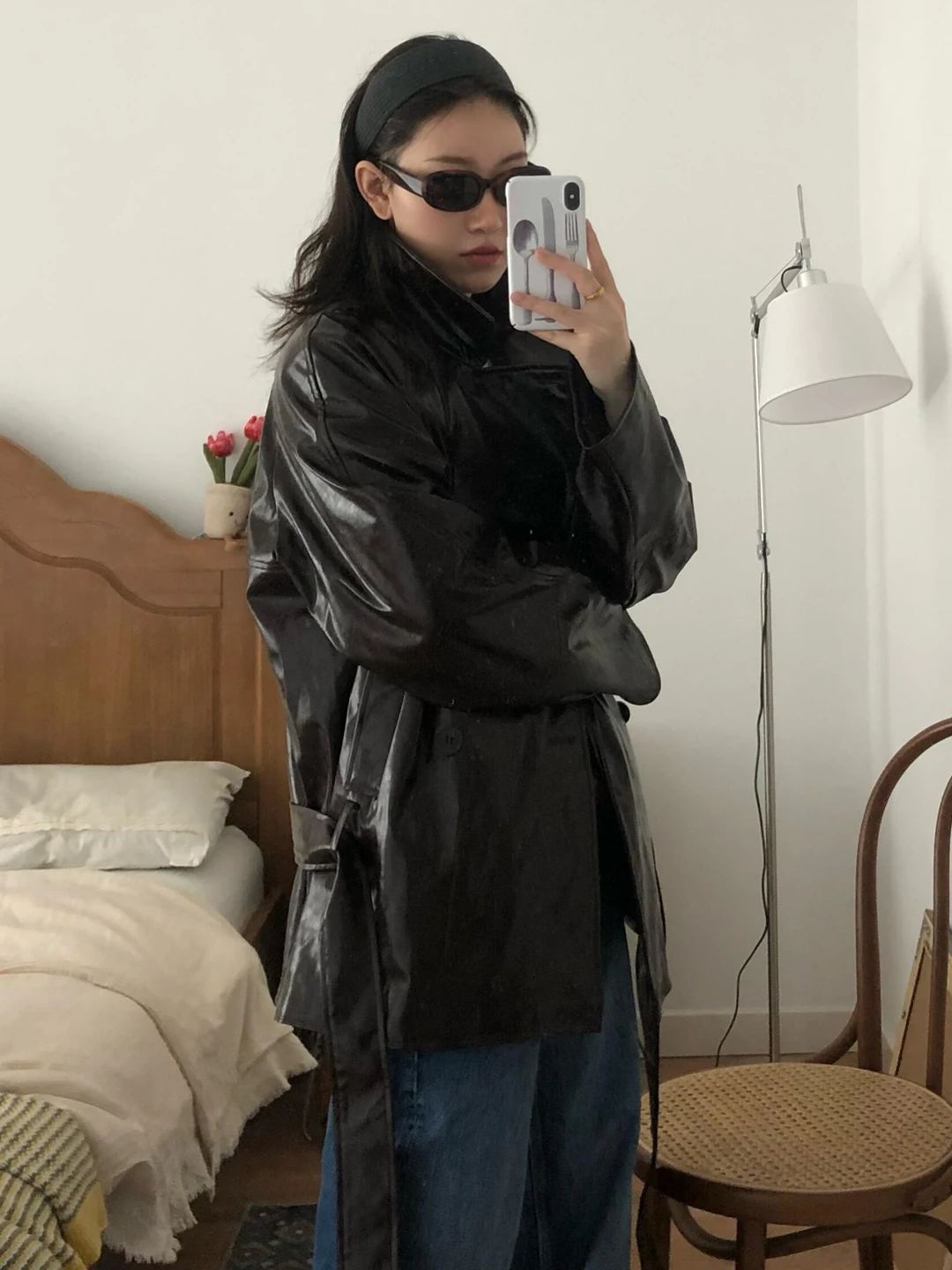 Or PU cuir Jaet femmes motard Sle manteau col rabat taille cintrée Faionable automne vêtements d'extérieur jeunesse trajet tendance