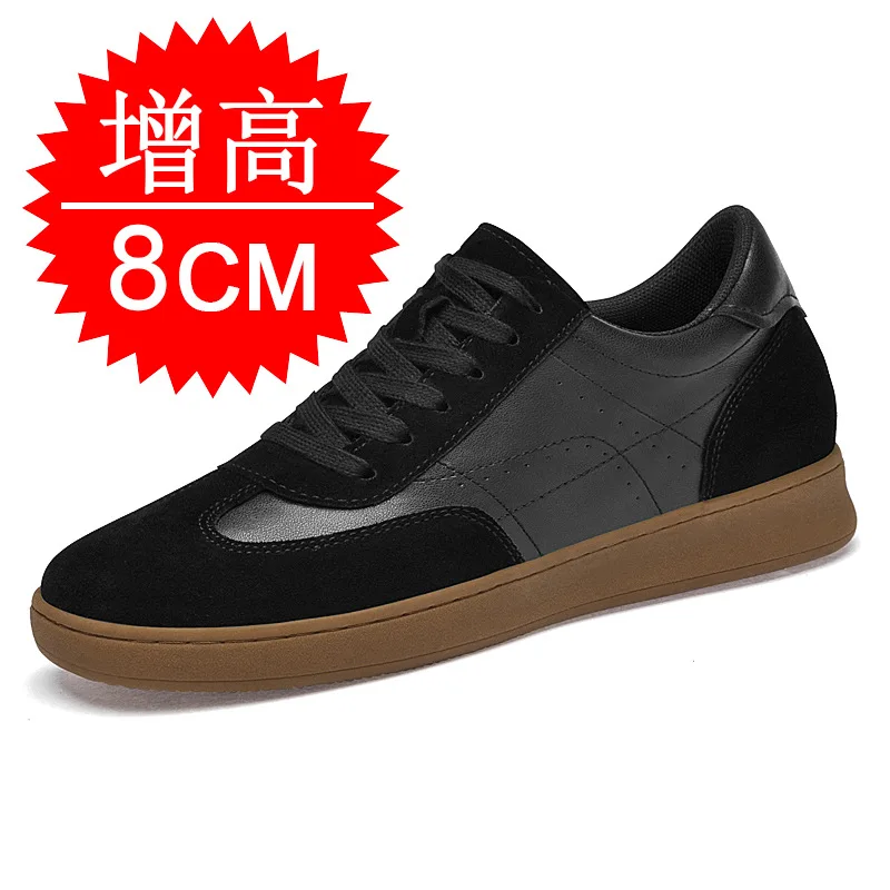 Men Invisible Height-increasing 8cm Elevator Shoes Lace-up Sports with Thick Sole Training 6cm Casual Teenagers Board Shoes