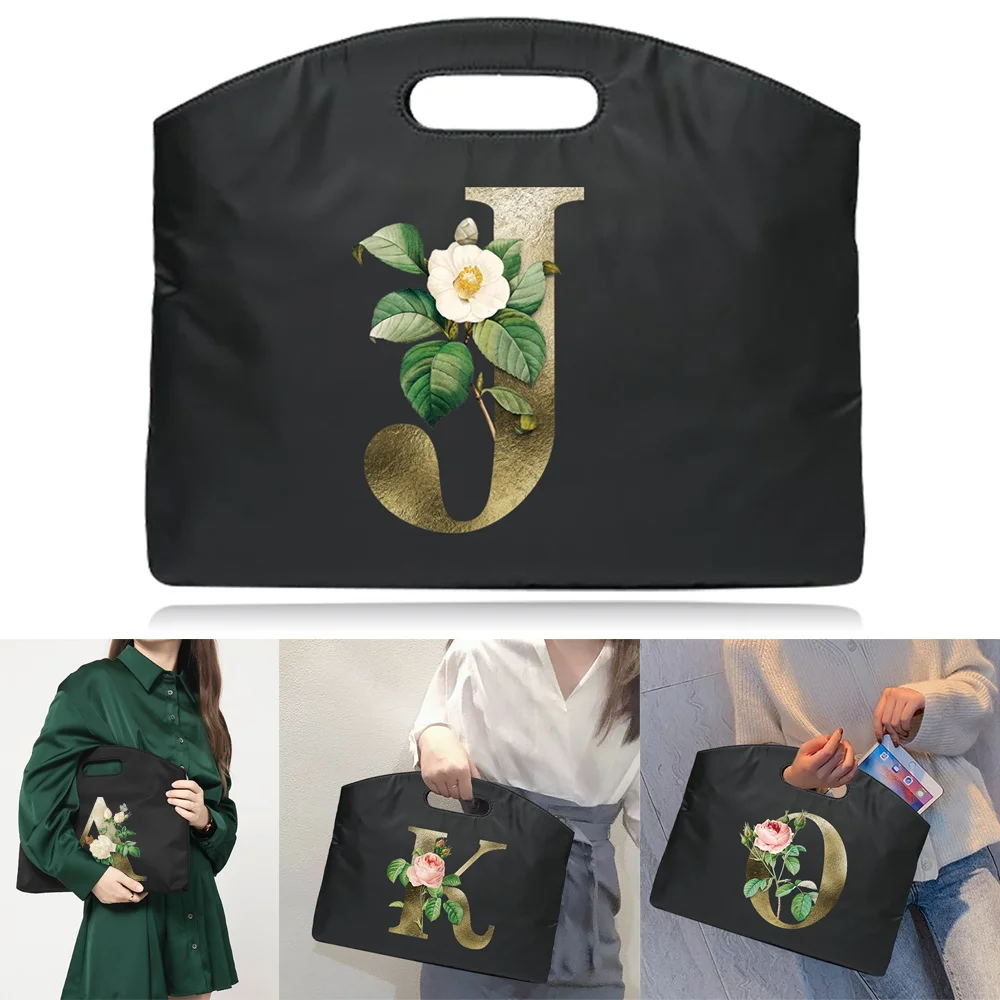 

Briefcase Business Travel Work Laptop Bags New Handbag 26 Golden Flower Letter Printed Office Totes Case Conference Document Bag