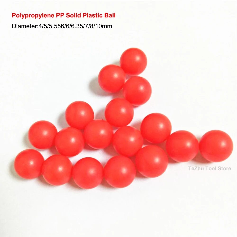 

Red Precision Polypropylene PP Solid Plastic Ball Diameter 4/5/5.556/6/6.35/7/8/10mm Floating Plastic Ball