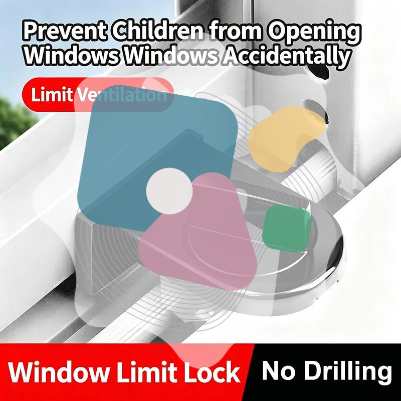 Aluminum Alloy Sliding Door and Window Lock Latch Anti-theft Anti-pinch Safety Lock Child and Pet Protection Bidirectional Fixe