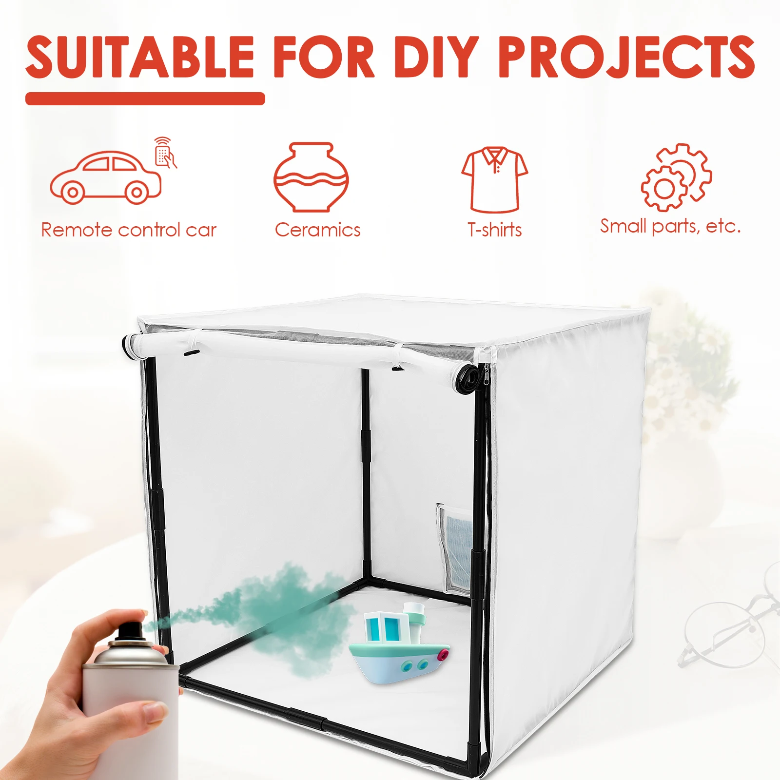 บูธพ่นสีแบบพกพา ขนาด 15/29.5 นิ้ว รุ่นถอดประกอบได้ สำหรับพ่นสีงาน DIY