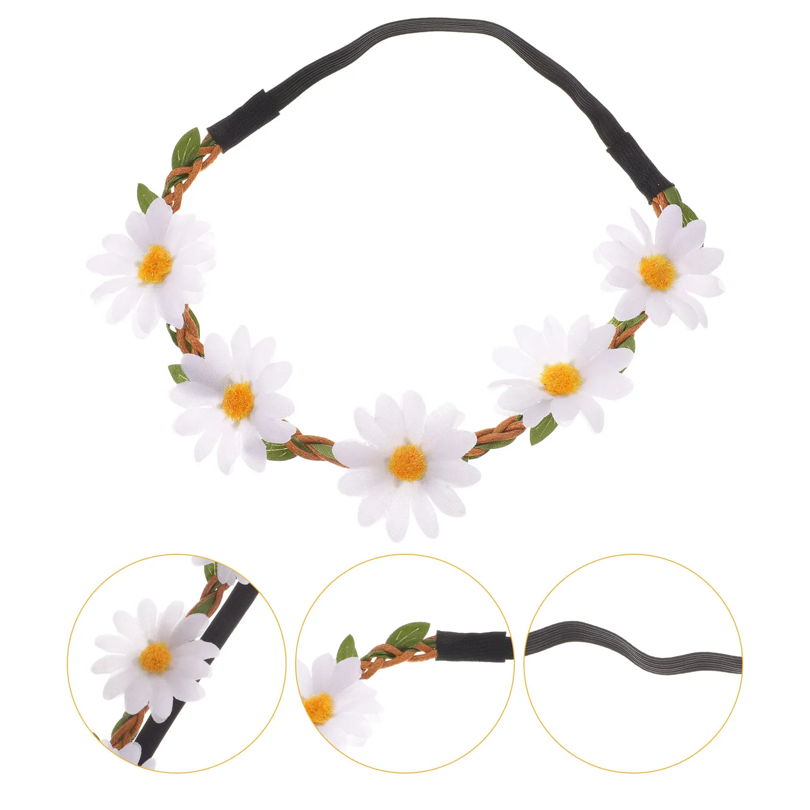 

10 Pcs Daisy Flower Headbands Women Hair Wreaths Lady Headband Bridal Garland Vintage Wedding Accessories White