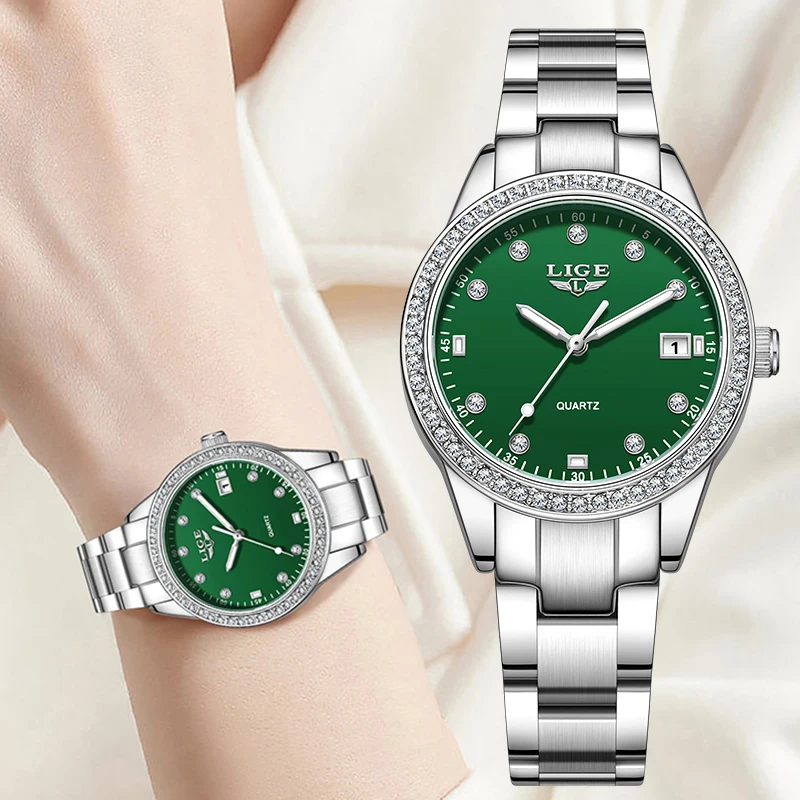 LIGE Watch women 2026 elegant quartz wristwatch waterproof fashion calendar luminous casual watch for women reloj de mujer+BOX