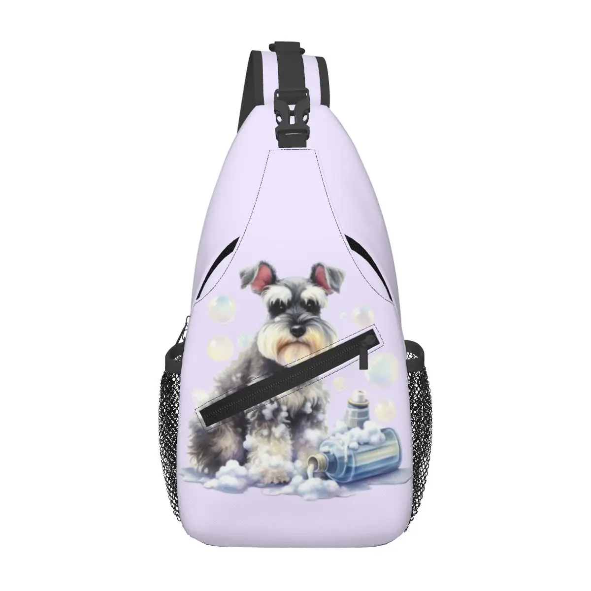 Миниатюрный шнауцер для ванны с пузырьками, нагрудная сумка, мужской рюкзак через плечо на слинге, нагрудная сумка, дорожный походный рюкзак, сумка на плечо