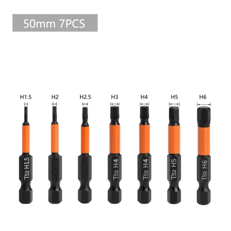 7Pcs/10Pcs Allen Wrench Drill Bit Set H 1.5-H6 MetricImpact Head Screwdriver Bit Set 1/4 Inch Bit