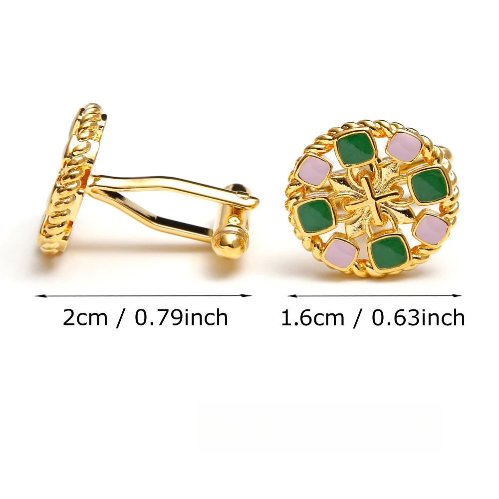 Men's Multi-color Enamel Flower Shaped Cufflinks Creative Hollow French Men's Cufflink Business Formal Shirts Suits Accessories