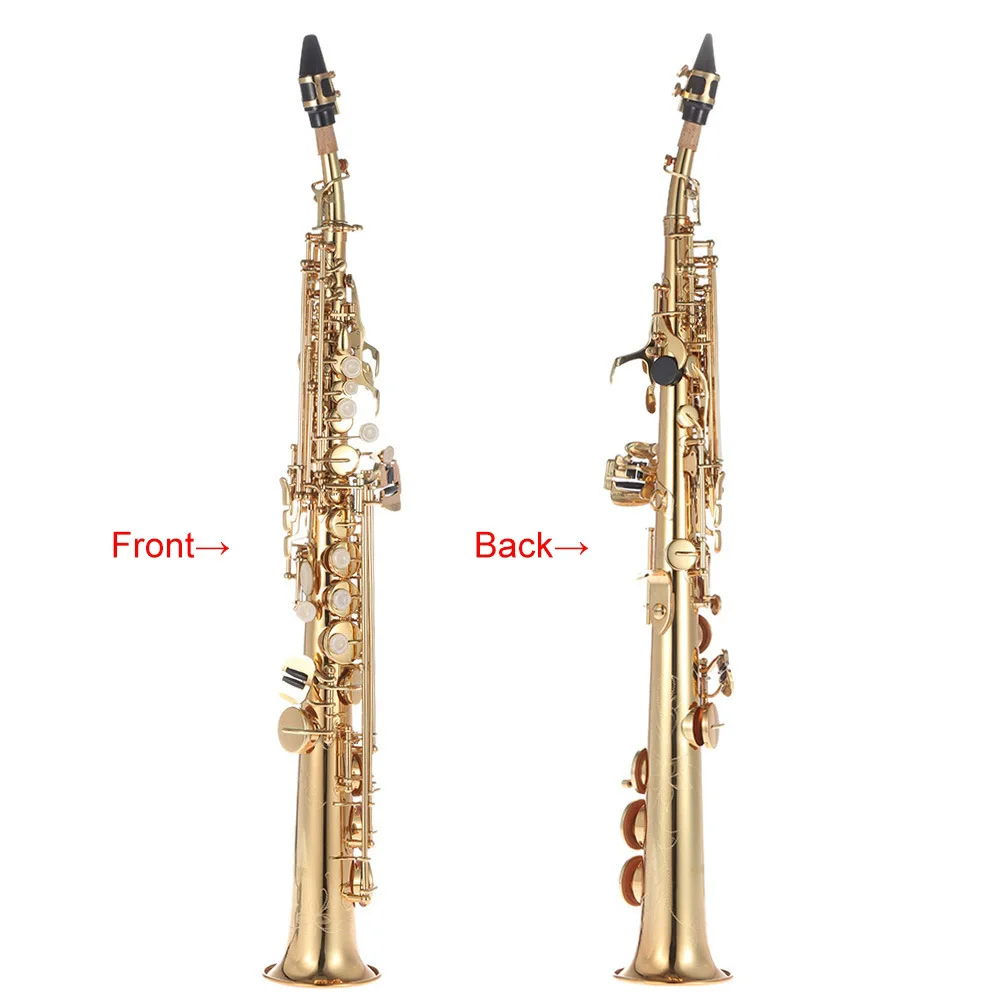 Soprano Saxophone In B Flat Brass Head Gold Lacquer Surface Material For Professional Performance