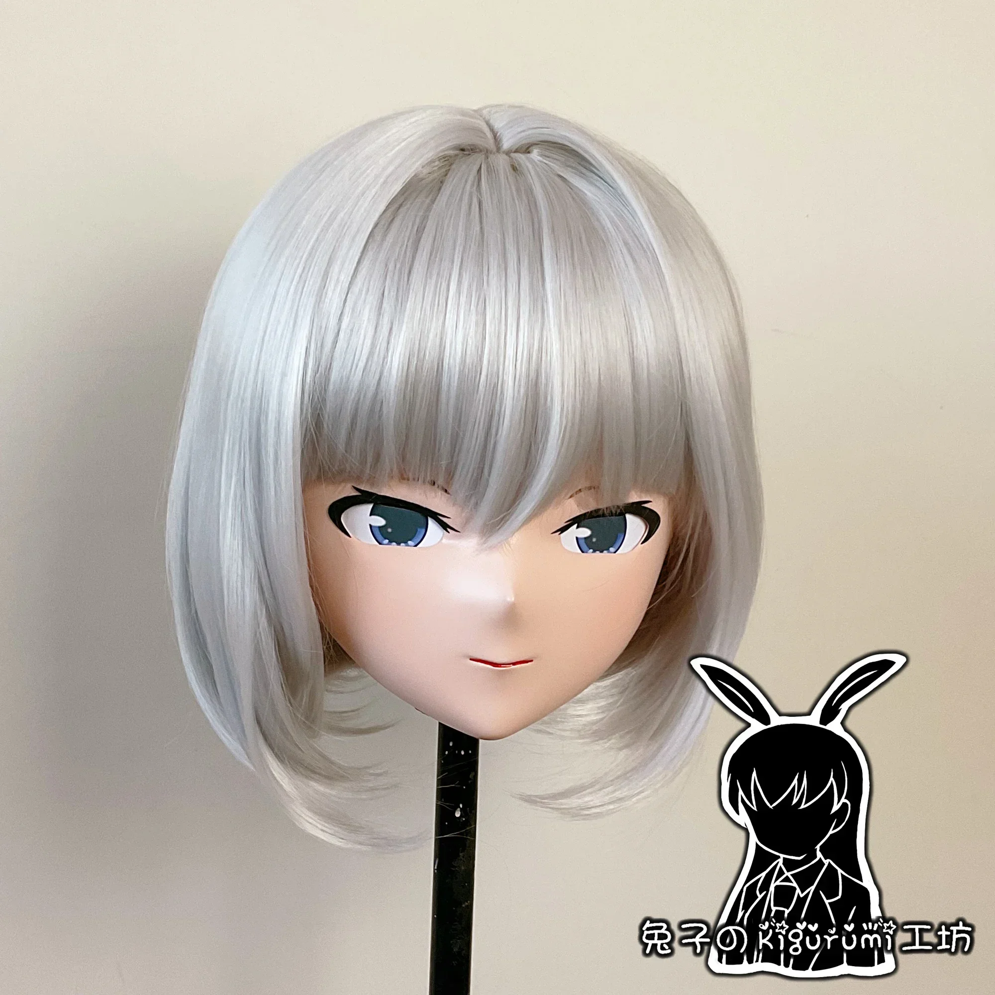 (A30) Custom Handmade Full Head Mask Japan Cartoon Silicone Anime Kigurumi Cosplay Mask with White Wig