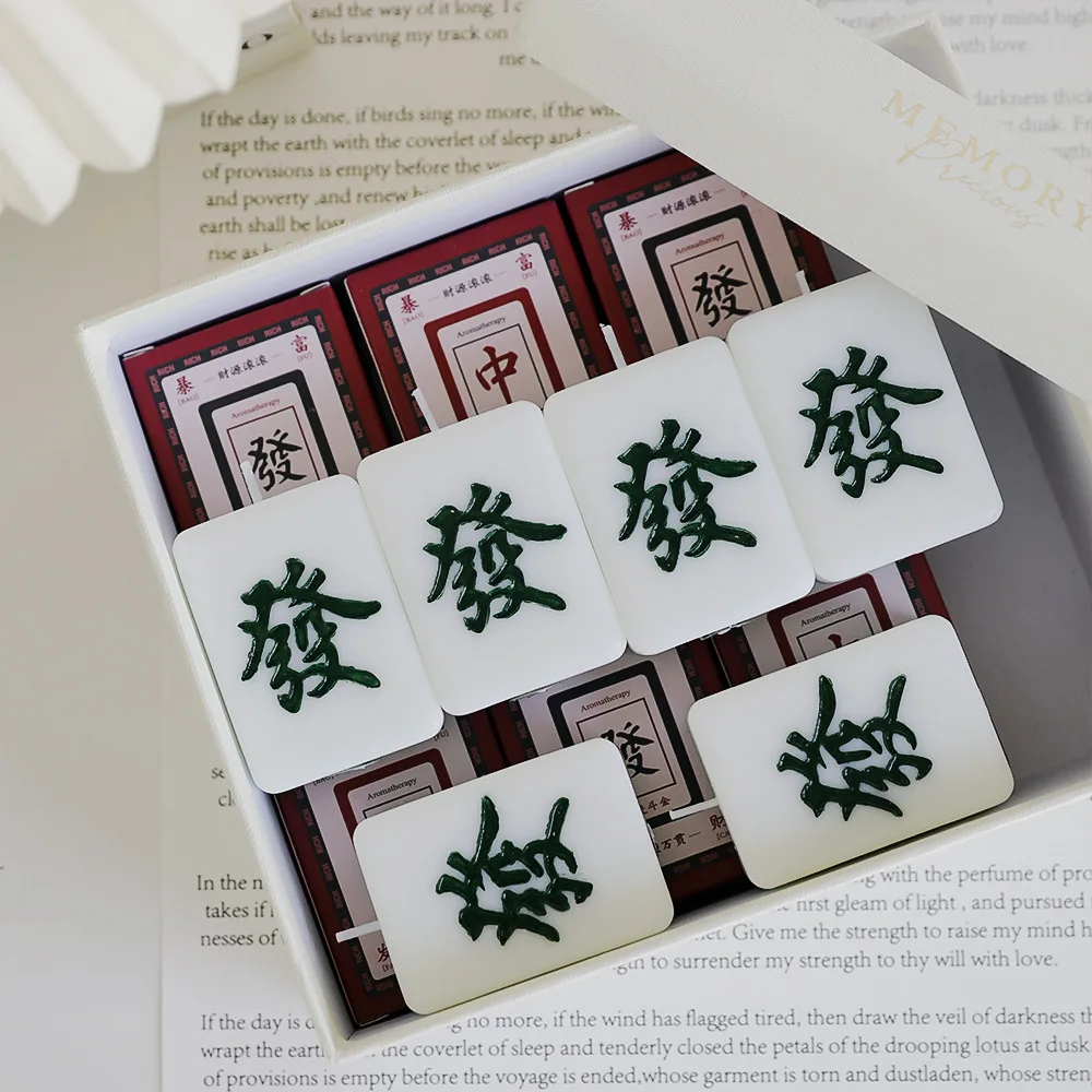 Y New Year's Fortune Mahjong Scented Candles Paraffin Wax Cake Decoration Candle Birthday Wedding Traditional Gift Fragrance